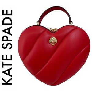 Kate Spade Red Love Shack Quilted 3D Heart Crossbody Bag Leather Purse $399 NWT